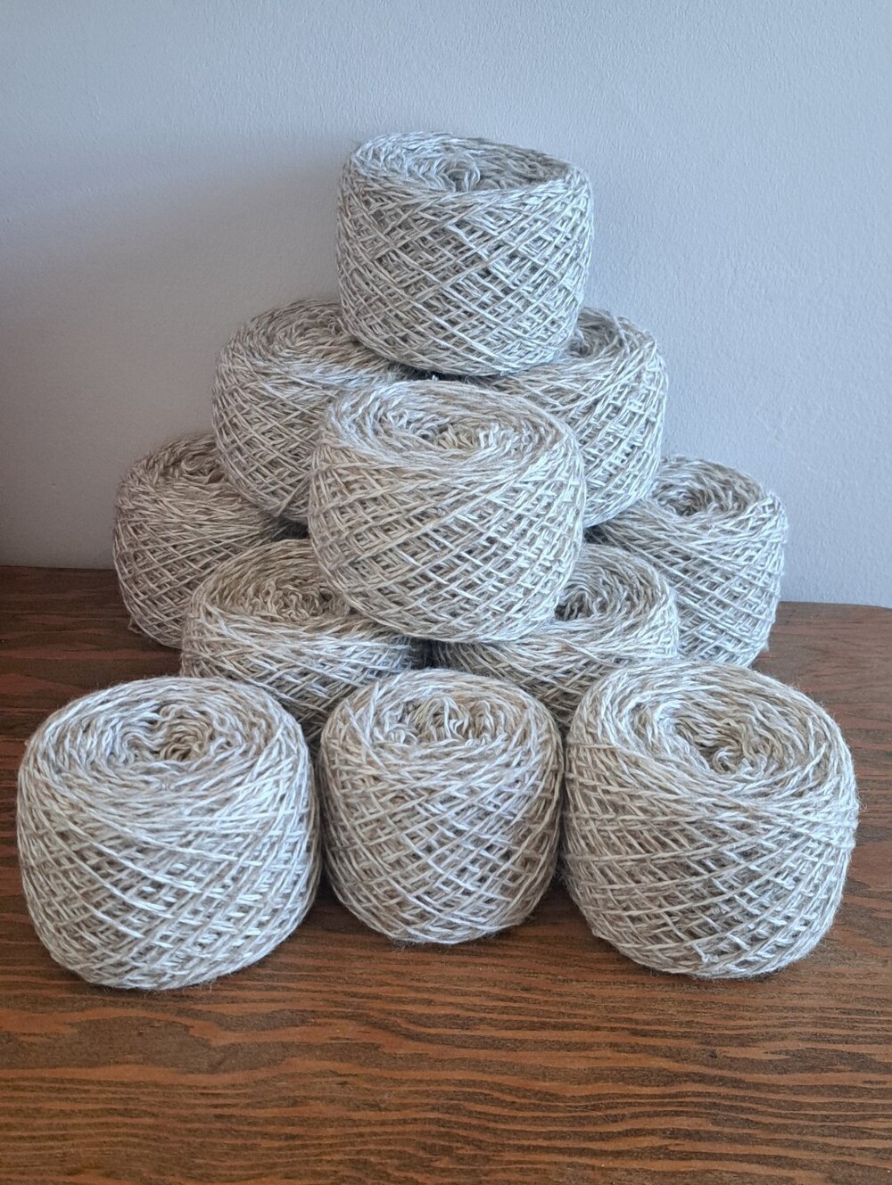 Wool Blend Textured Beige Yarn Lot, 580g